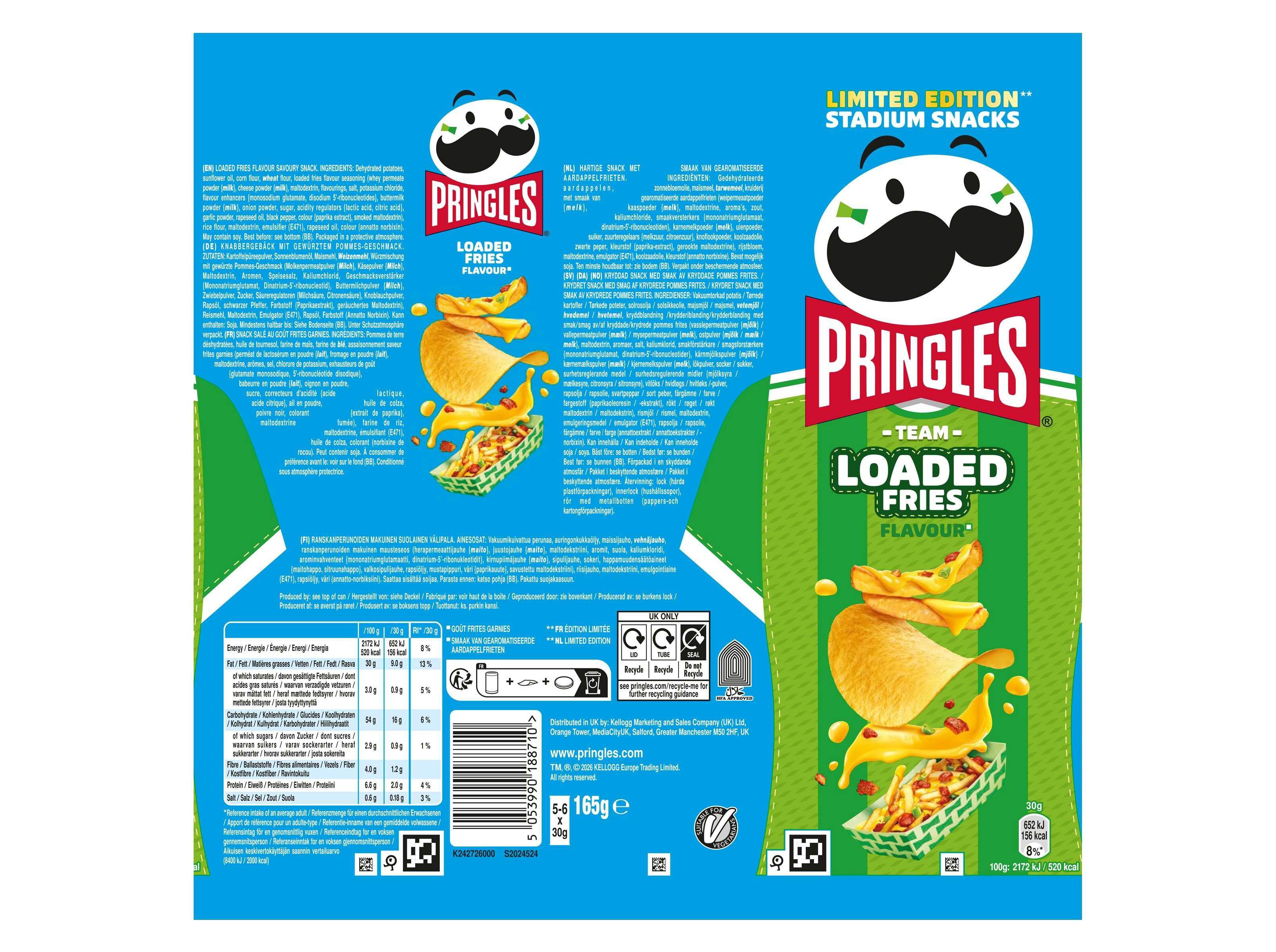APERITIVO PRINGLES LOADED FRIES 165G image number 1