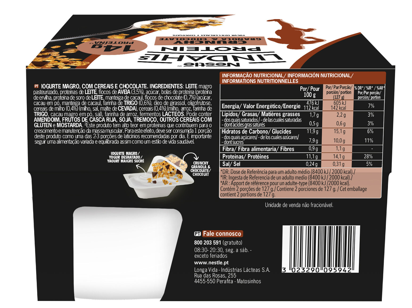 IOGURTE S&Oacute;LIDO LINDAHLS SPLI GRAN CHOCO 2X127G image number 1