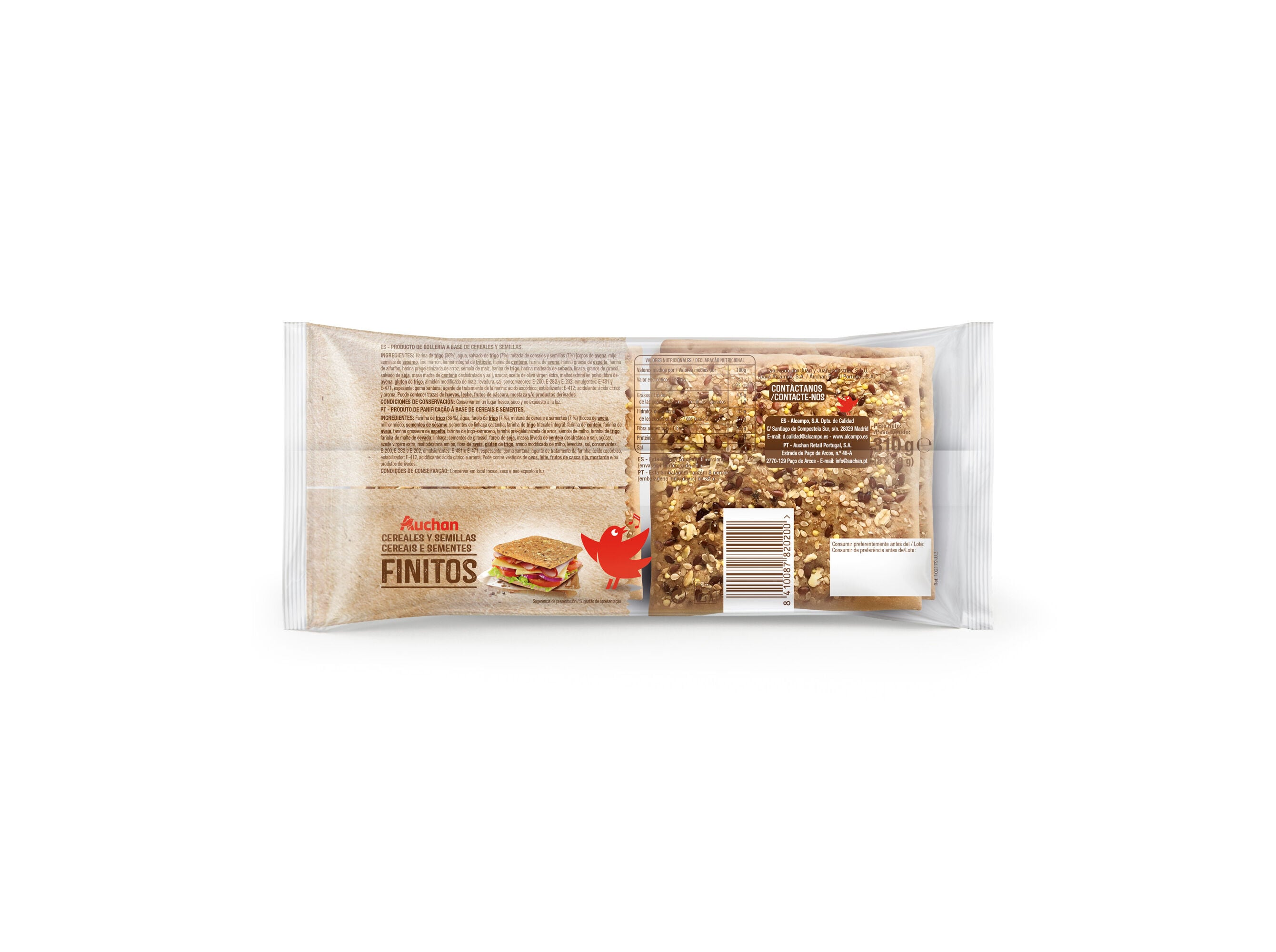 FINITOS AUCHAN CEREAIS E SEMENTES 310G(8X39G) image number 1