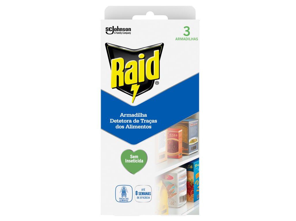 INSECTICIDA RAID ARMADILHA TRA&Ccedil;A DOS ALIMENTOS 3 FOLHAS