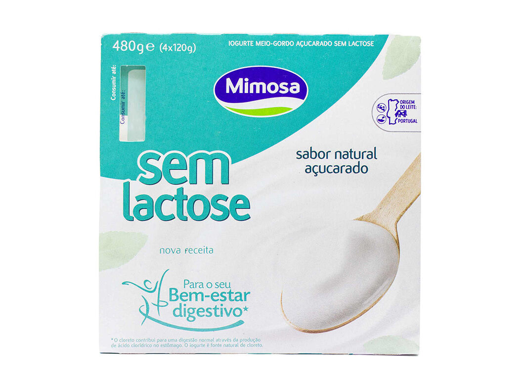 IOGURTE MIMOSA SEM LACTOSE NATURAL A&Ccedil;&Uacute;CARADO 4X125G