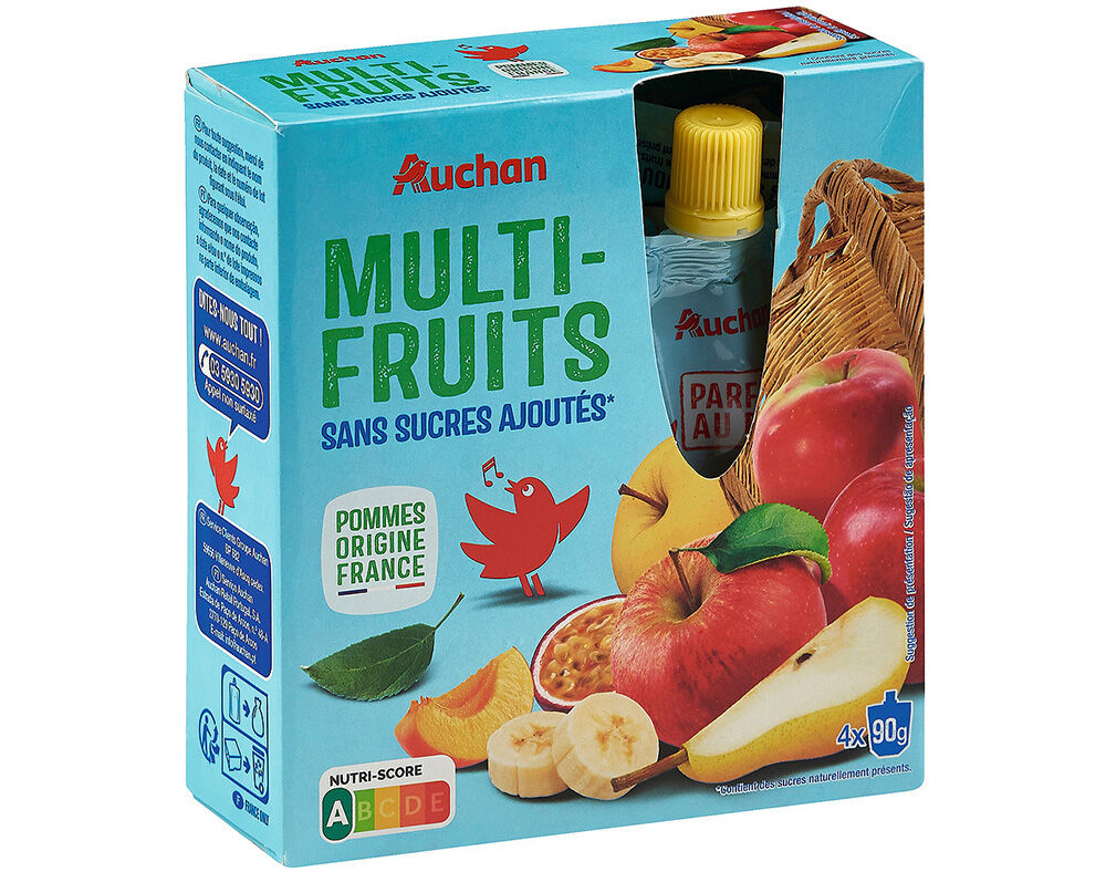 PUR&Eacute; AUCHAN MULTIFRUTOS AROMA 360G(4X90G