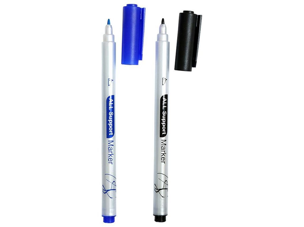 CONJUNTO DE 2 MARCADORES PERMANENTES COM PONTA FINA AUCHAN AZUL E PRETO image number 1
