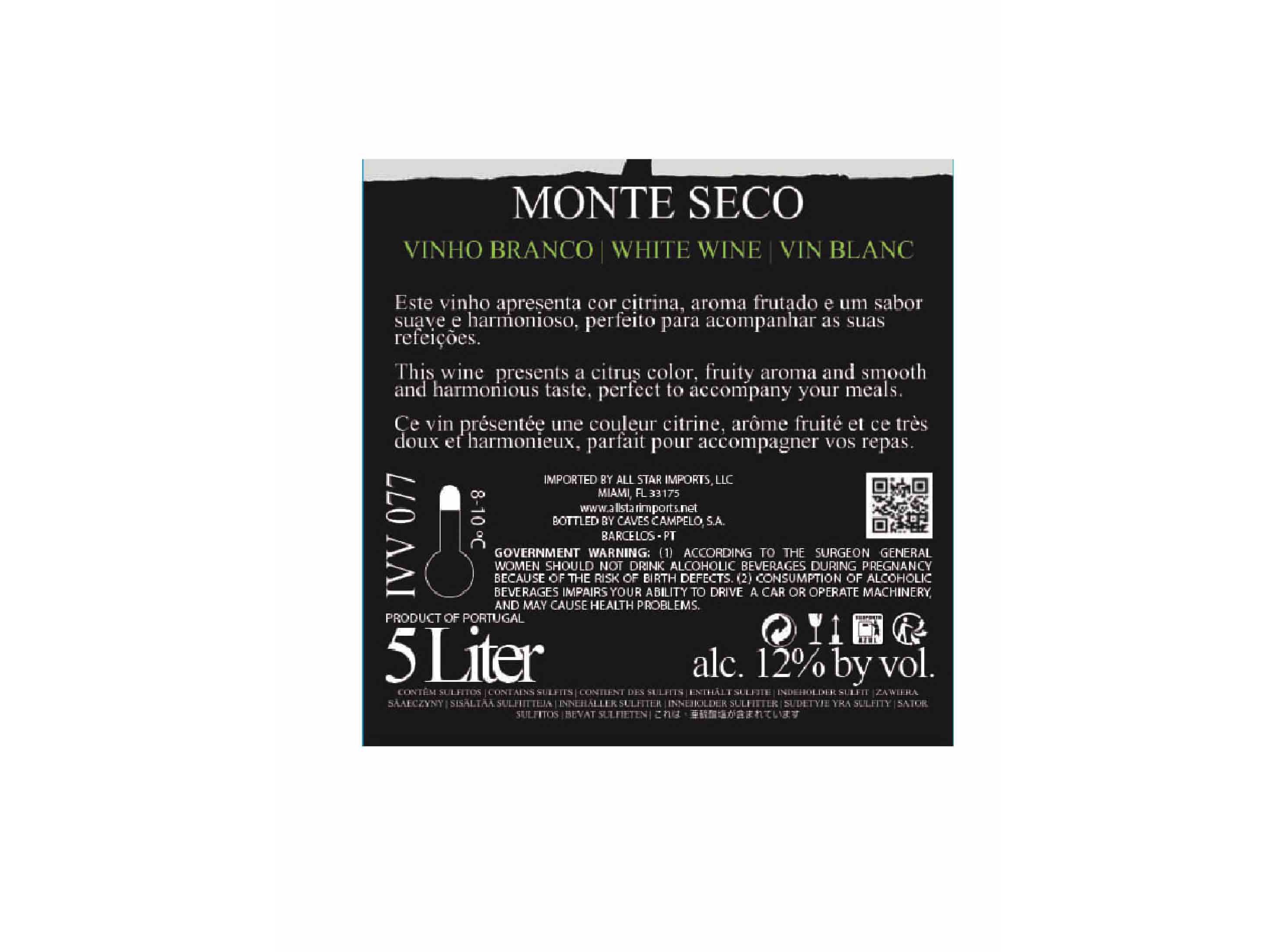 VINHO BRANCO MONTE SECO BAG IN BOX 5L image number 2
