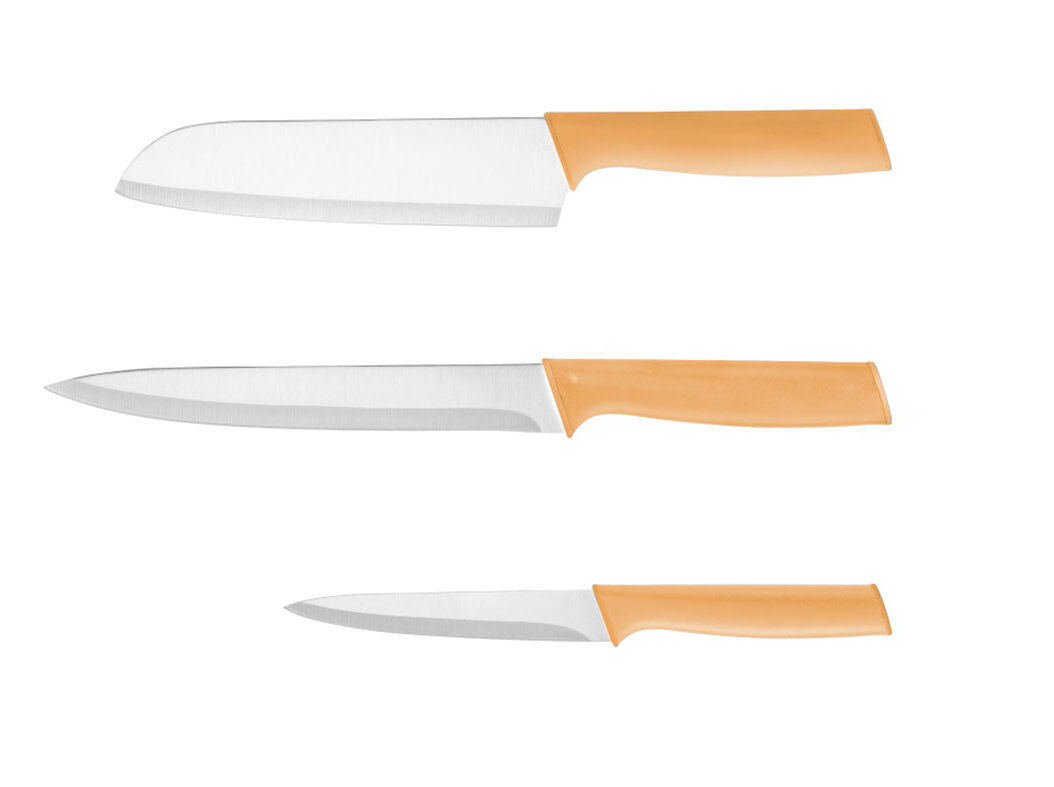 CONJUNTO DE 3 FACAS INOX ACTUEL COM CABO PL&Aacute;STICO