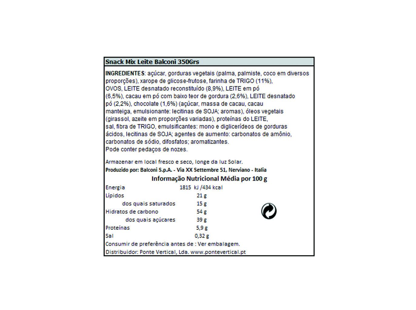 SNACKS BALCONI MIX LEITE 350G image number 1