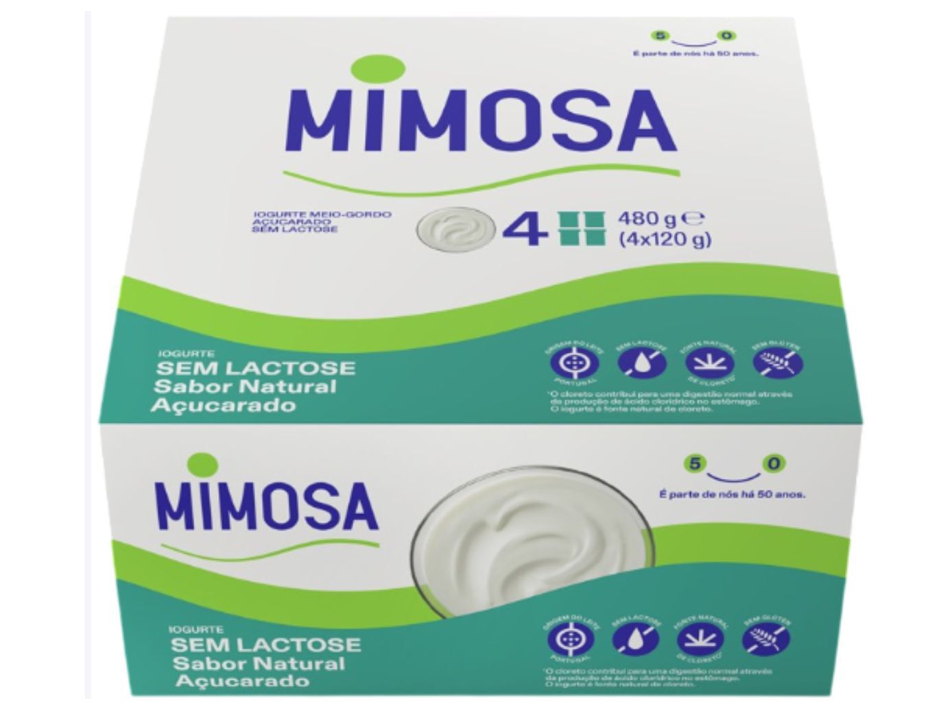 IOGURTE MIMOSA SEM LACTOSE NATURAL A&Ccedil;&Uacute;CARADO 4X125G
