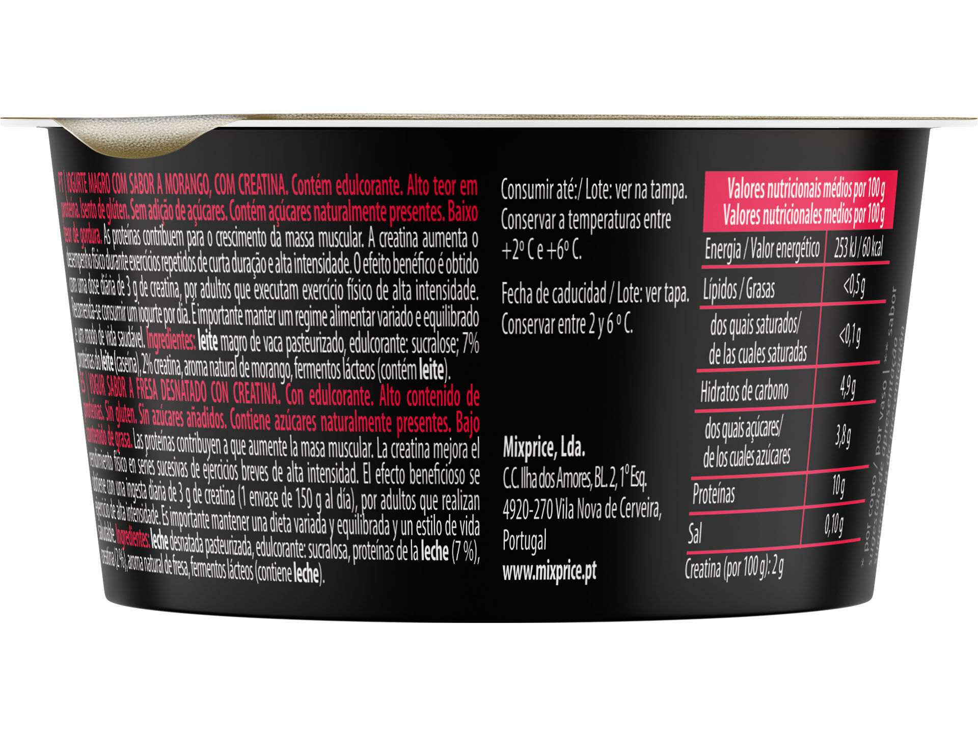 IOGURTE PROTE&Iacute;NA PREMYER MORANGO COM CREATINA 150G image number 1