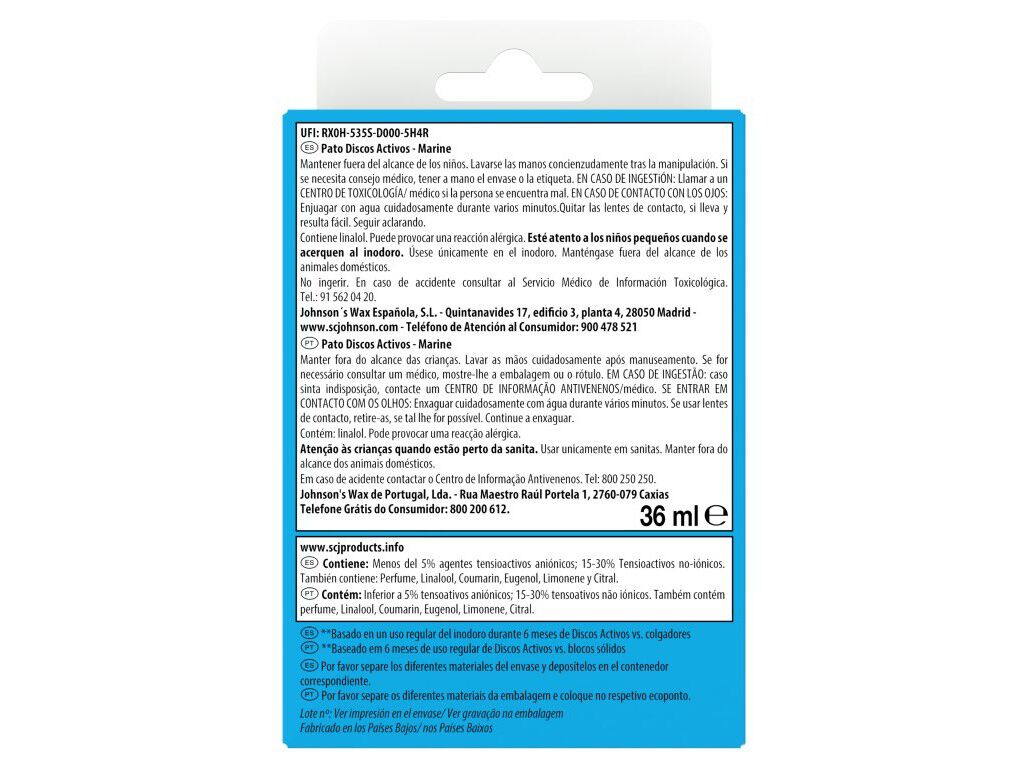 BLOCO PATO SANIT&Aacute;RIO DISCOS &Aacute;CTIVOS APA FRESCURA MARINHO 36ML image number 1