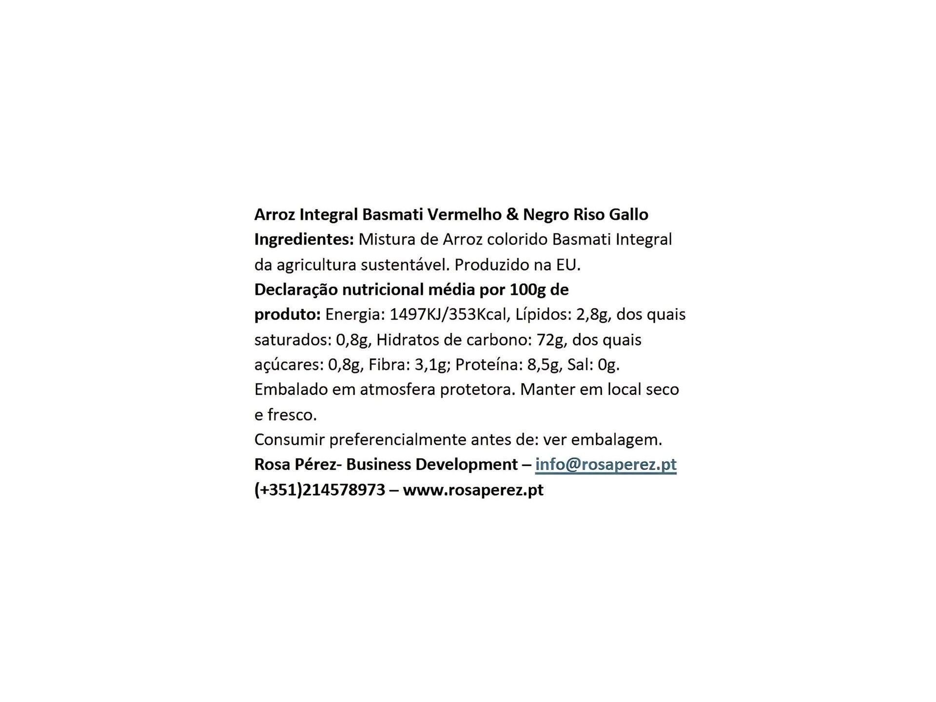 ARROZ BASMATI RISO GALLO VERMELHO INTEGRAL 500G image number 1