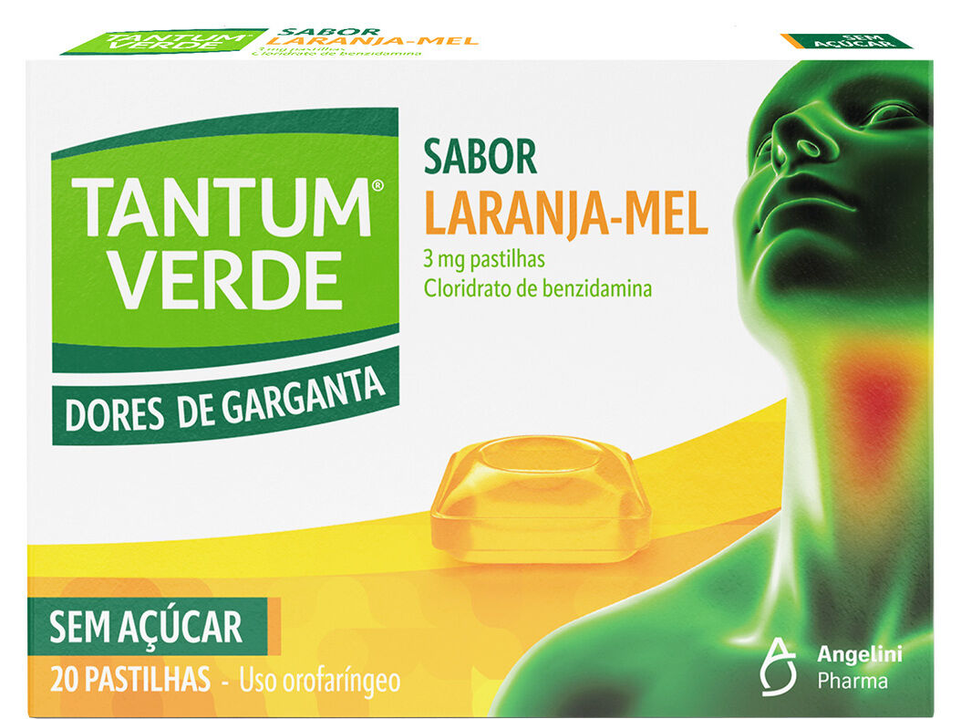 PASTILHAS TANTUM VERDE 3MG MEL LARANJA SEM A&Ccedil;&Uacute;CAR 20UN image number 0