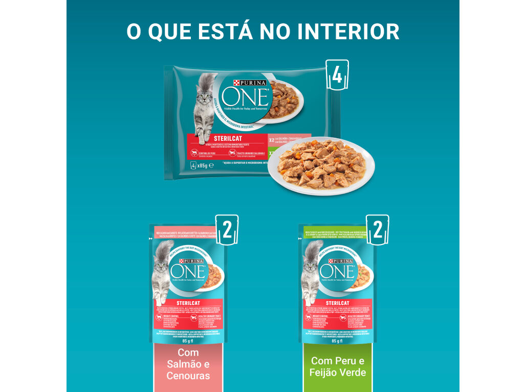 COMIDA H&Uacute;MIDA PARA GATO PURINA ONE ESTERILIZADO 4X85G image number 1