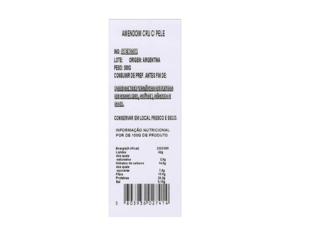 AMENDOIM CRU JFF COM PELE 300G image number 1