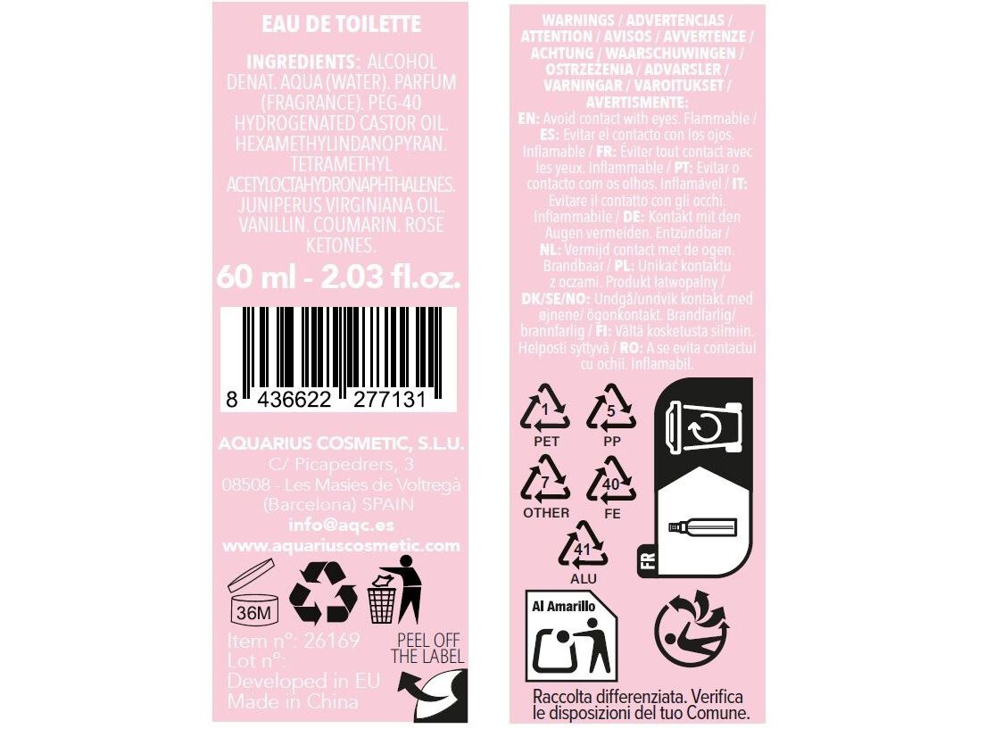 EDT AQC FRAGRANCES NUDE 60 ML image number 1