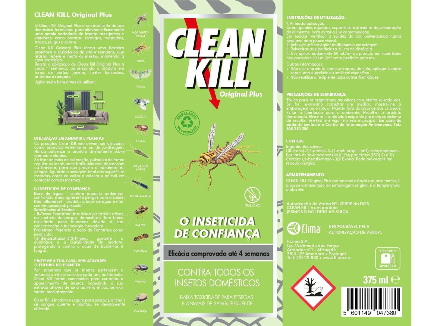INSECTICIDA CLEAN KILL SPRAY MULTI-INSECTO 375ML image number 1