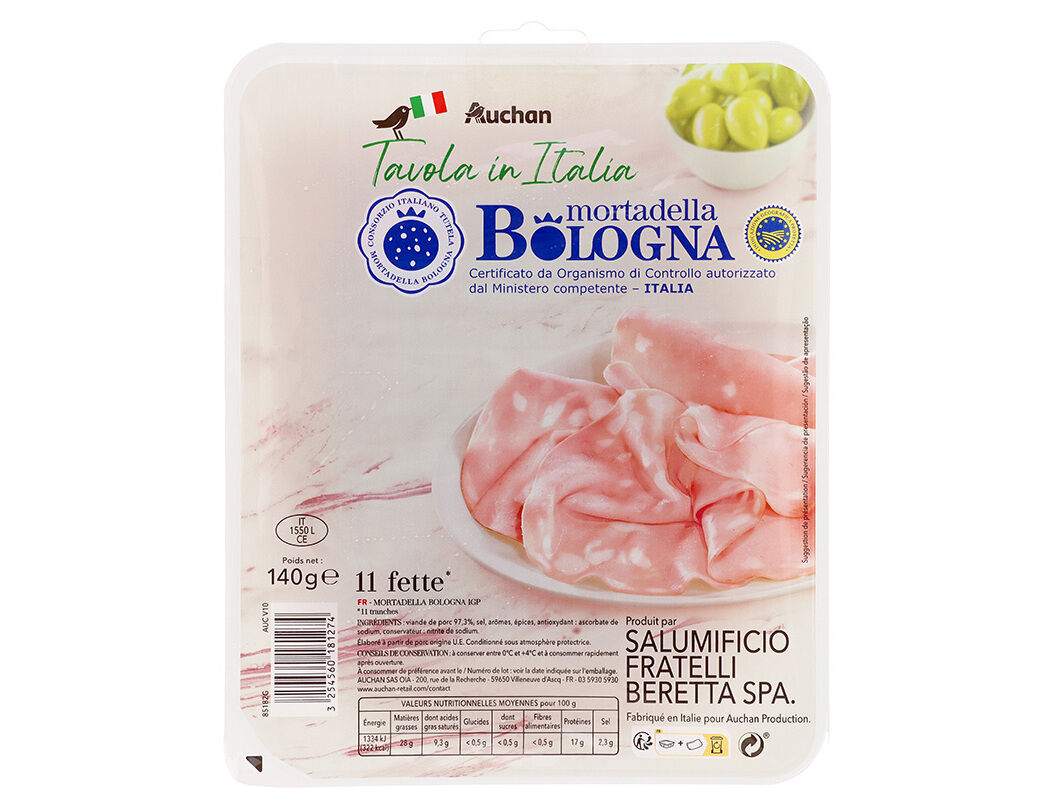 MORTADELA DE BOLONHA IGP AUCHAN 140G