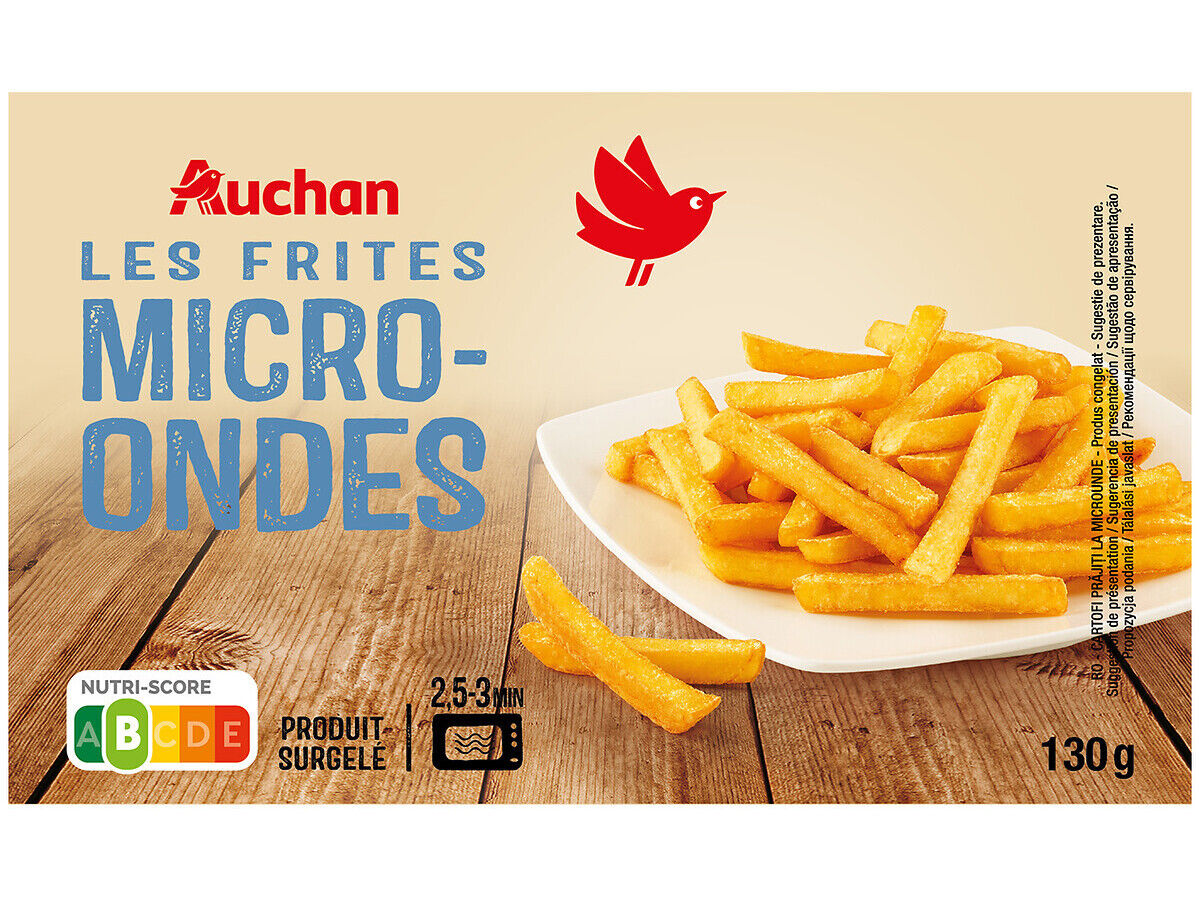 BATATAS AUCHAN PR&Eacute;-FRITAS PALITOS PARA MICROONDAS 130G