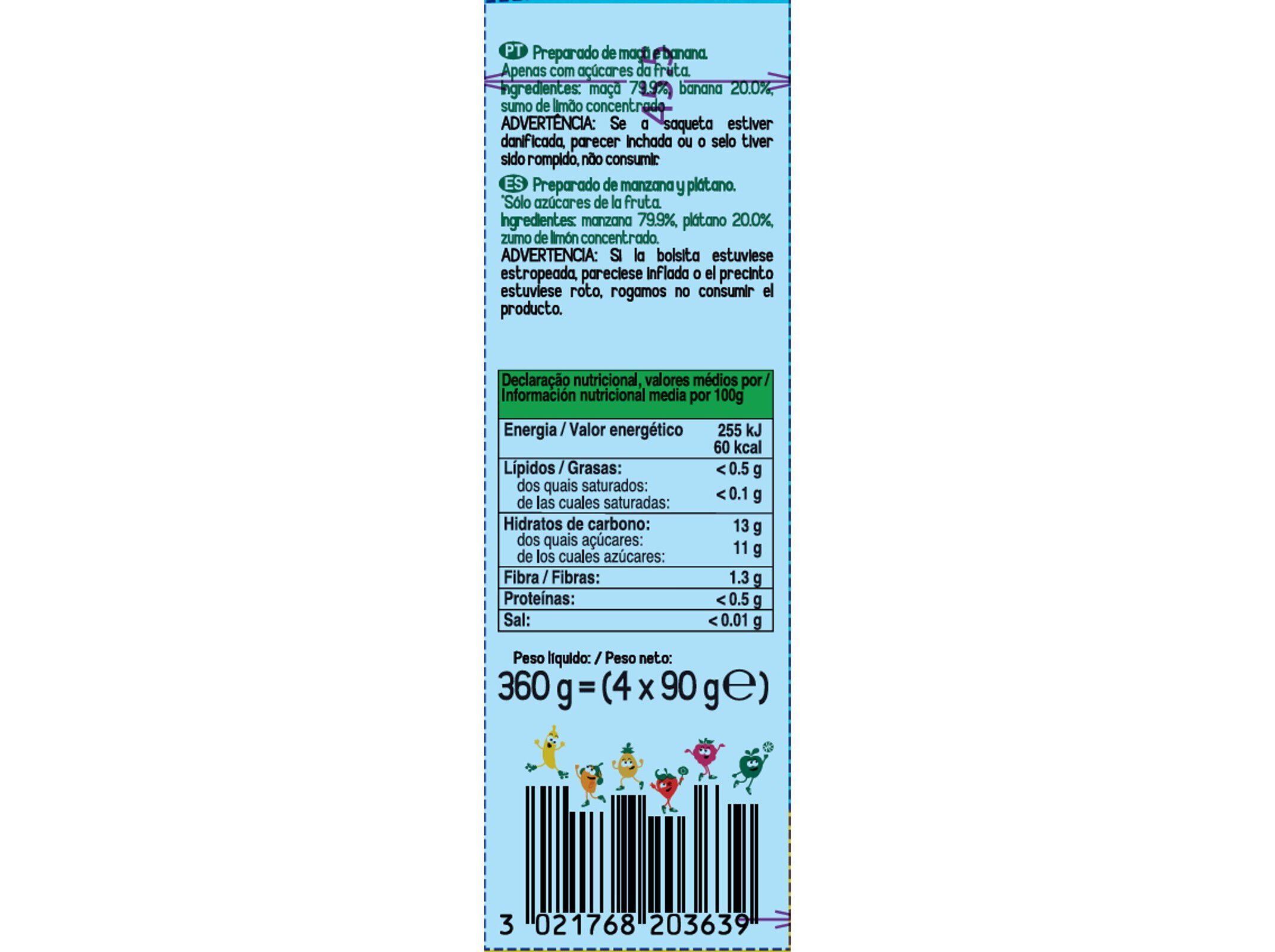 SAQUETAS FRUTA GO GO SQUEEZ BANANA E MA&Ccedil;&Atilde; 4X90G image number 1