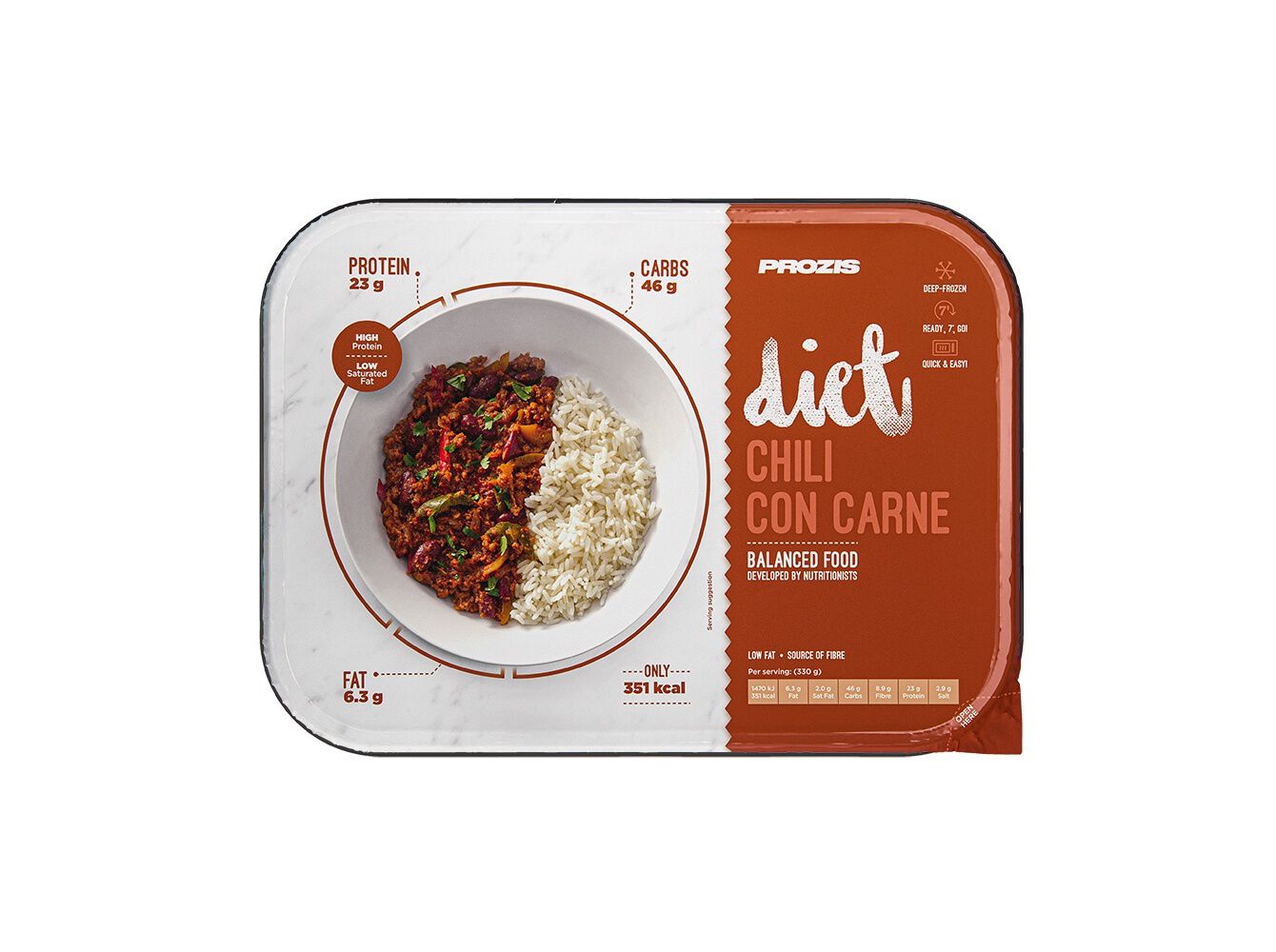 REFEI&Ccedil;&Atilde;O DIET PROZIS CHILI CON CARNE 330G image number 1
