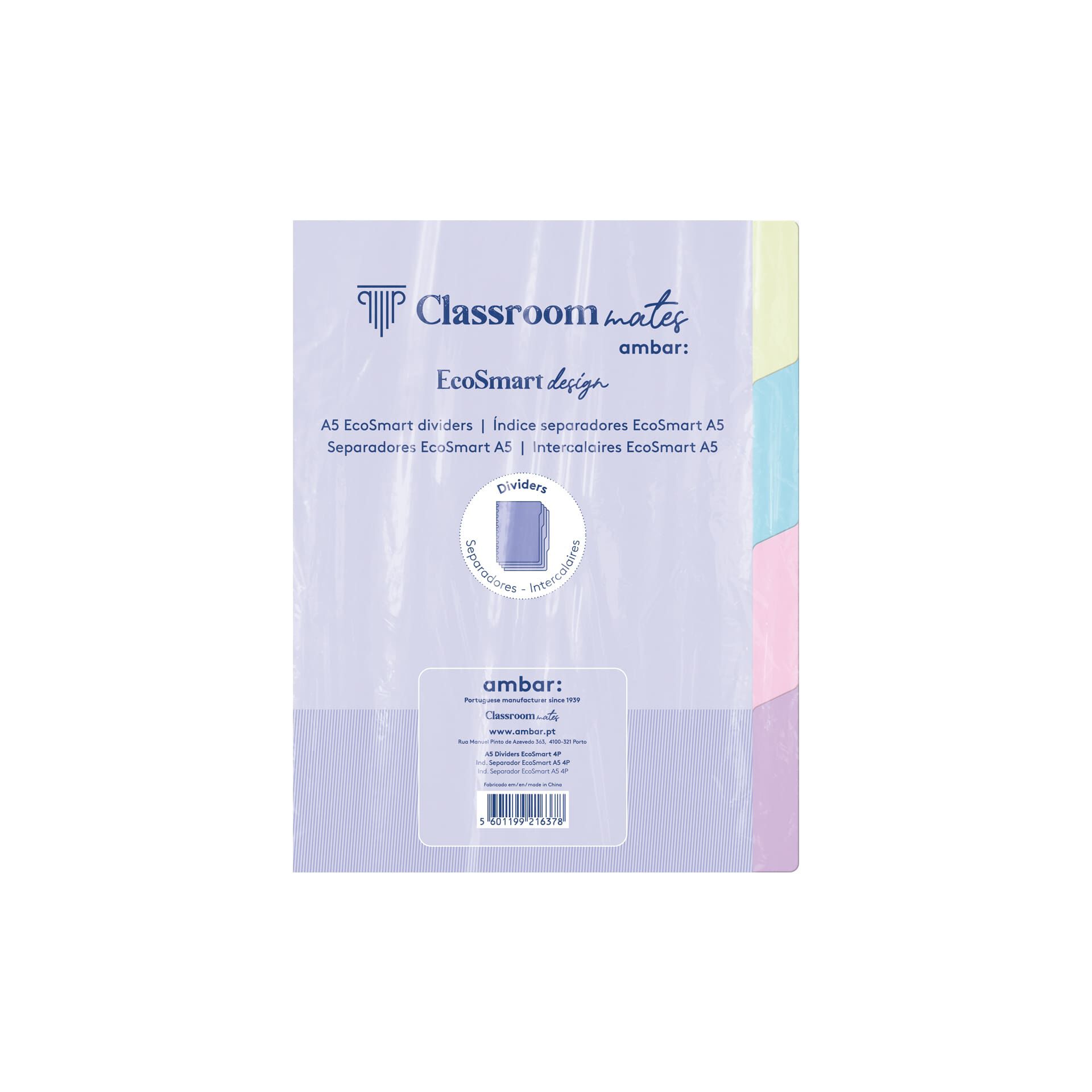 SEPARADOR PARA CADERNO ECOSMART AMBAR A5 4 POSI&Ccedil;&Otilde;ES