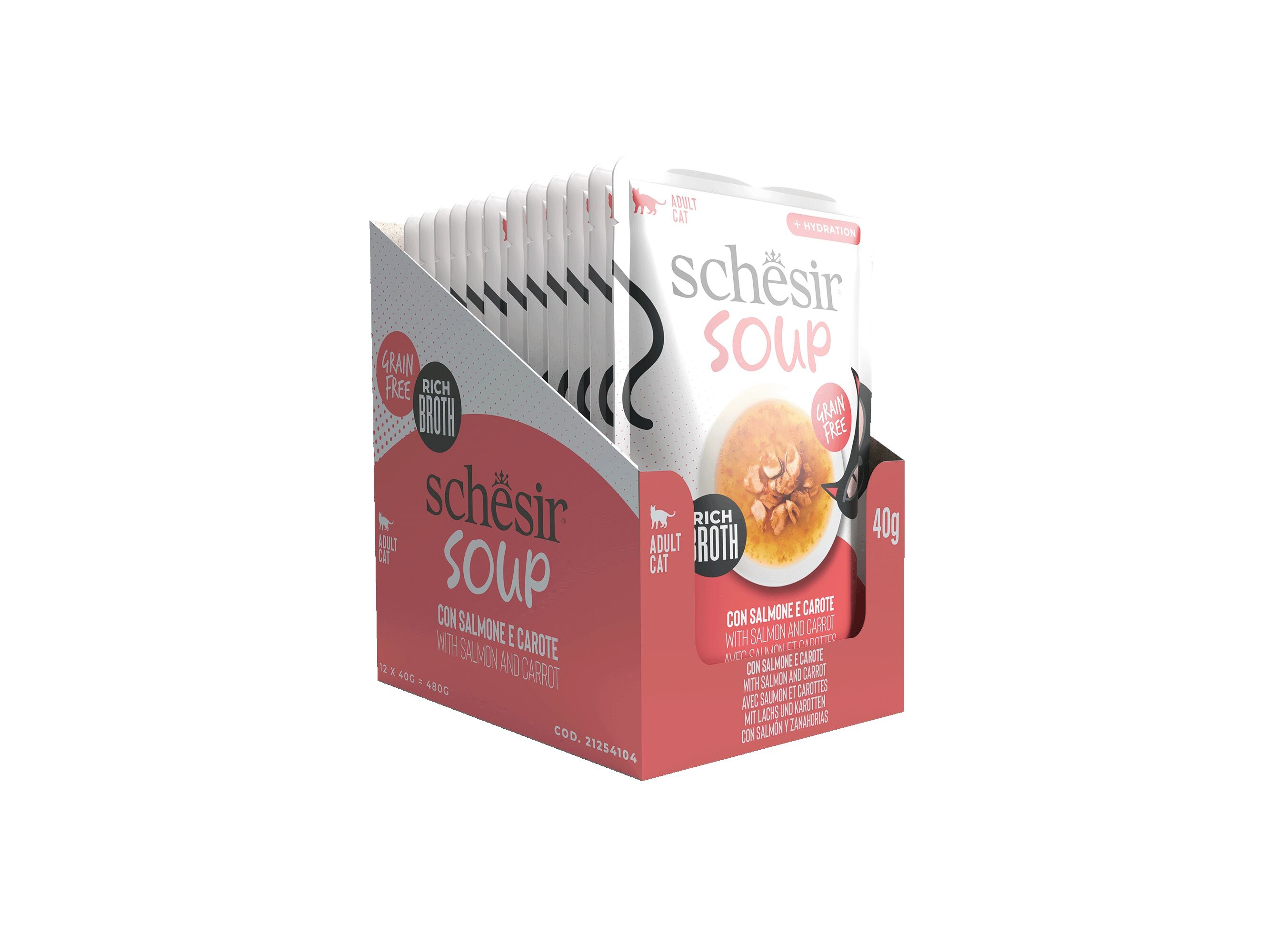 COMIDA H&Uacute;MIDA PARA GATO SCHESIR SOUP SALM&Atilde;O / CENOURA 40G image number 1