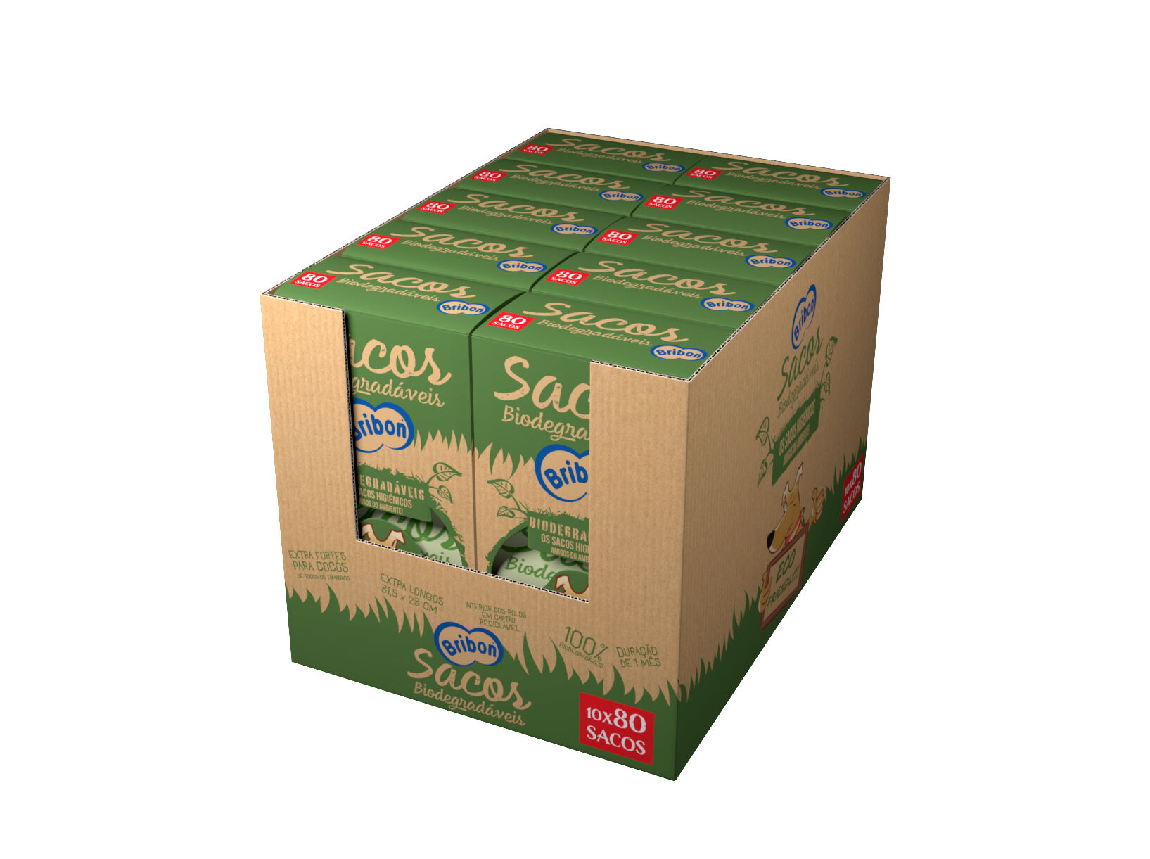 SACOS BIODEGRAD&Aacute;VEIS BRIBON PARA DEJETOS 4X20 UNIDADES image number 1