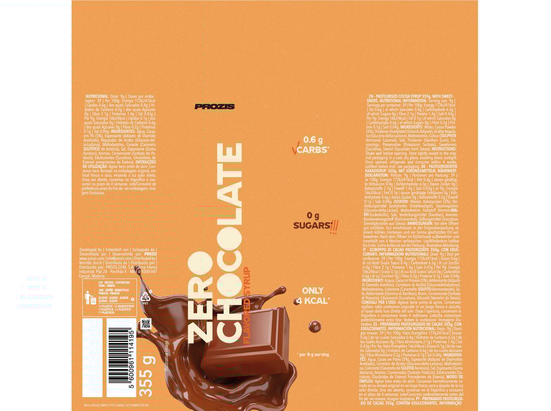 XAROPE ZERO PROZIS CHOCOLATE 355G image number 3