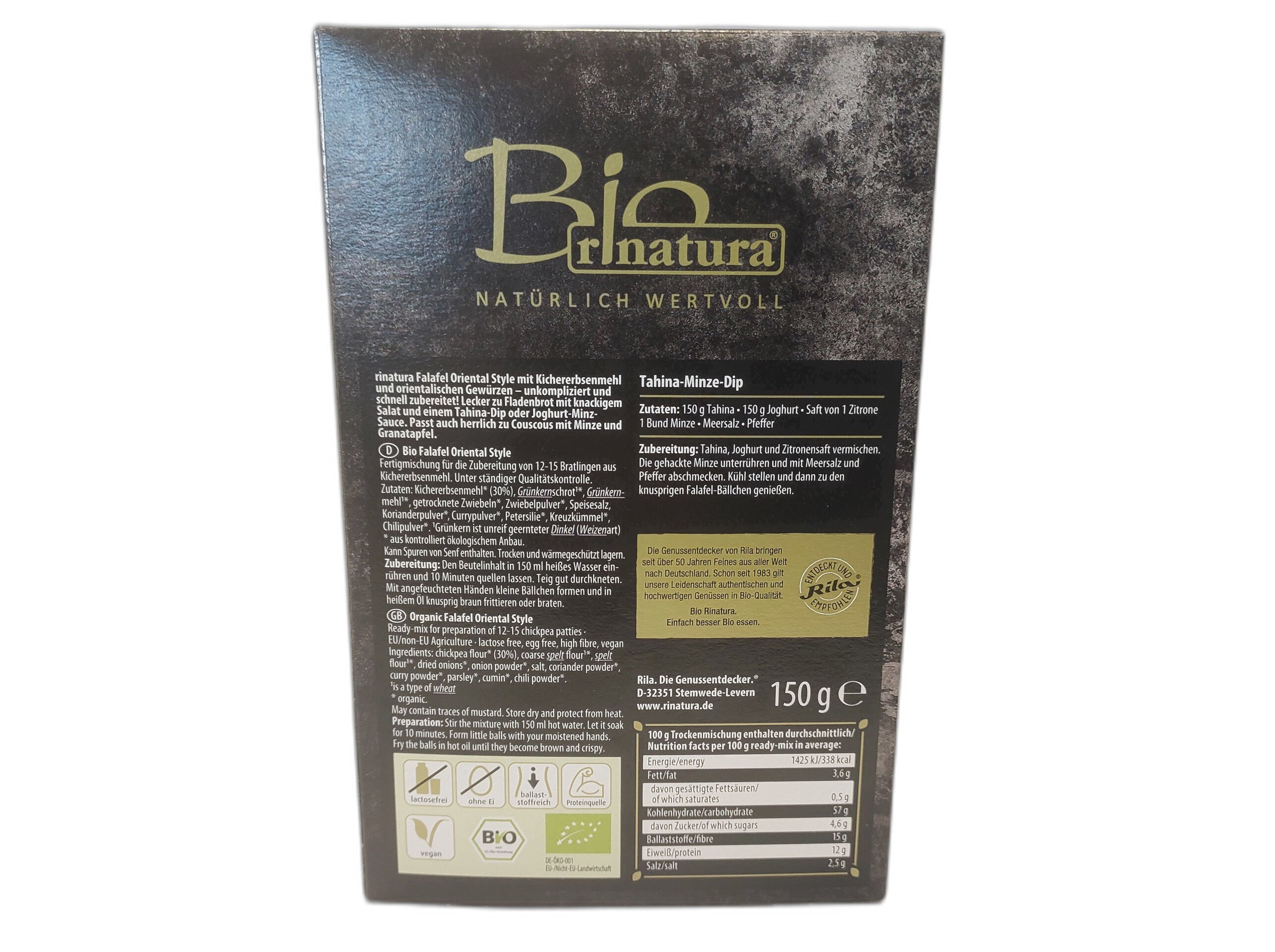 PREPARADO FALAFEL RINATURA GR&Atilde;O BICO BIO 150G image number 1