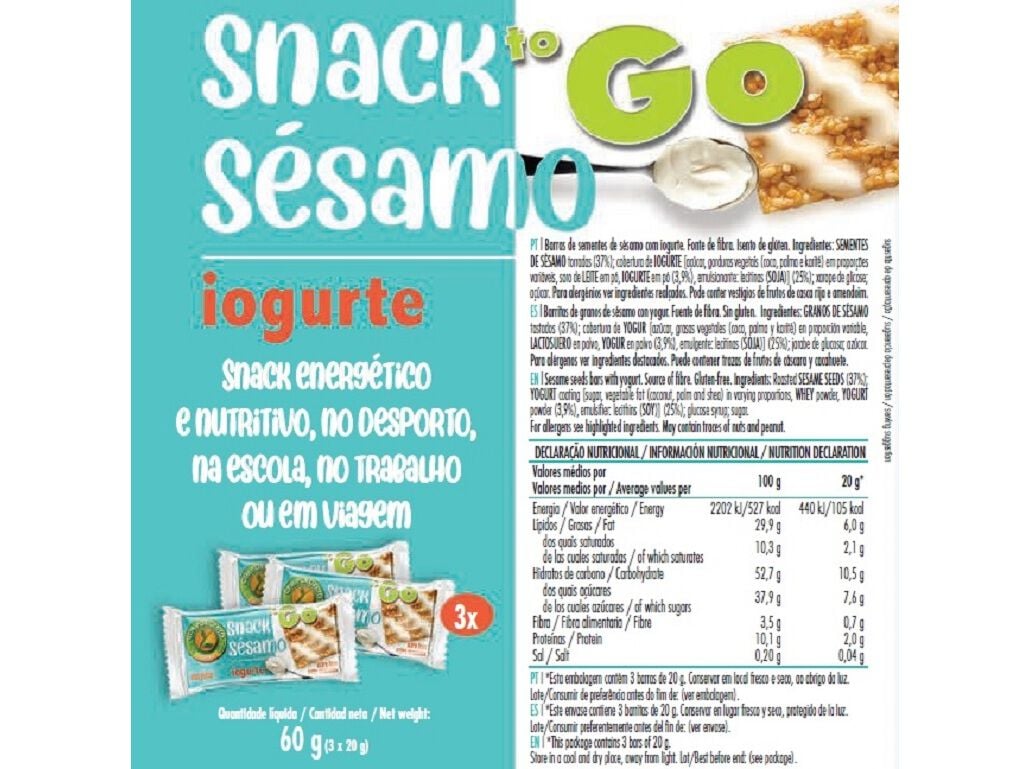 BARRAS CEM PORCENTO S&Eacute;SAMO E IOGURTE 60 G image number 1