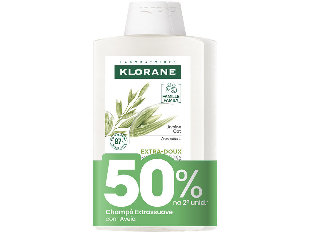CHAMP&Ocirc; KLORANE AVEIA 2X400ML 50% 2&ordf;UN image number 0