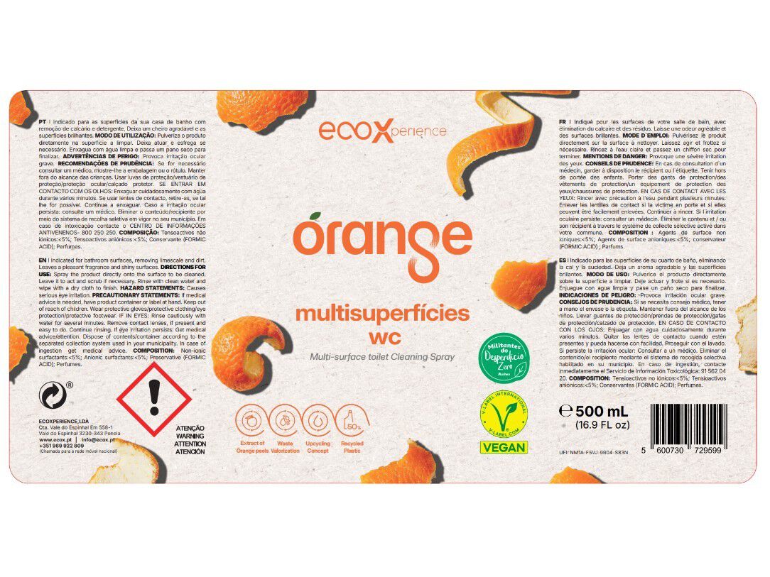 LIMPEZA WC ECOX ORANGE SPRAY 500ML image number 1