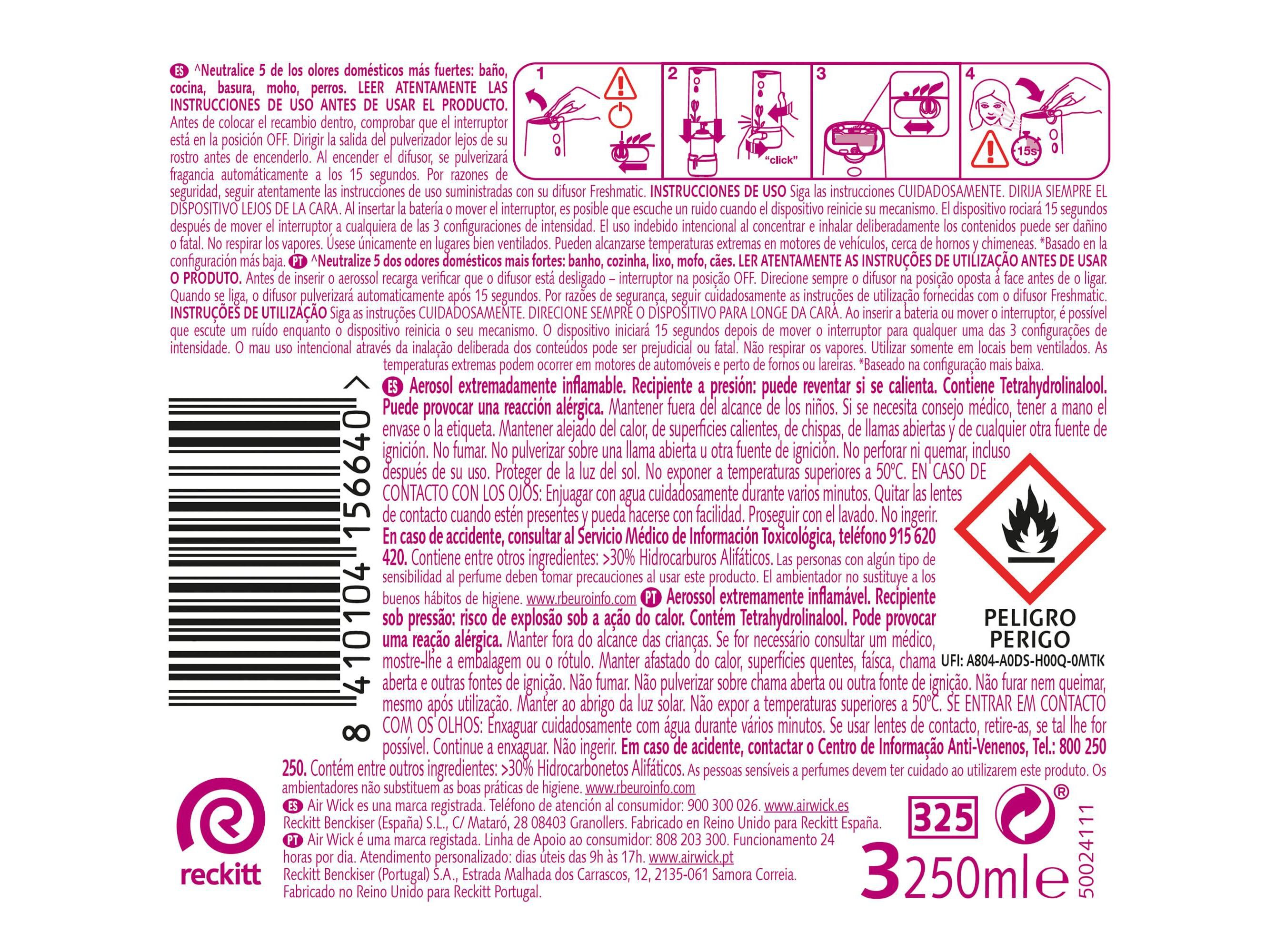 AMBIENTADOR AIR WICK FRESHMATIC RECARGA DEL&Iacute;CIAS DE VER&Atilde;O 250ML image number 1