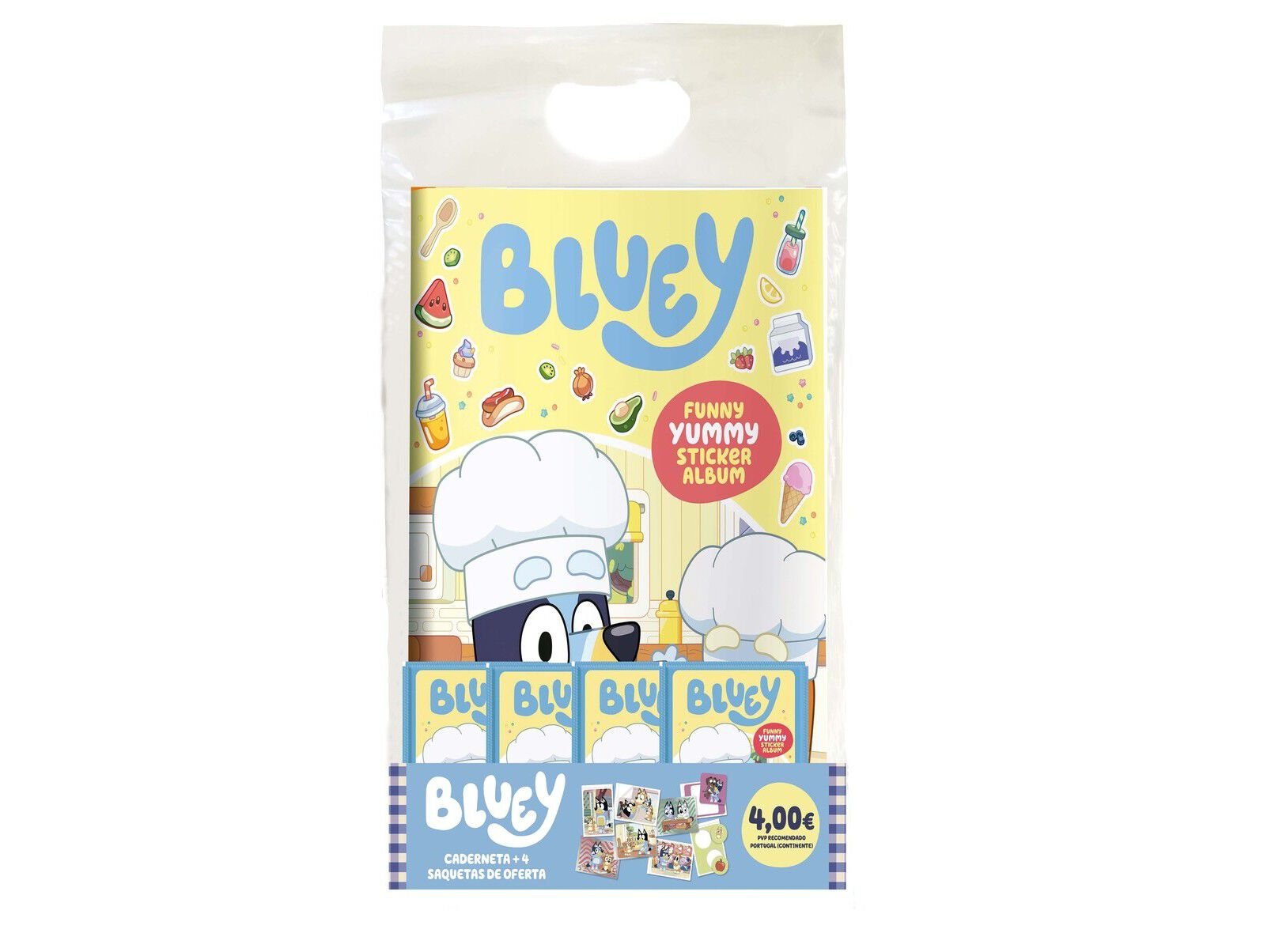 STARTER PACK BLUEY CADERNETA+4 SAQUETAS