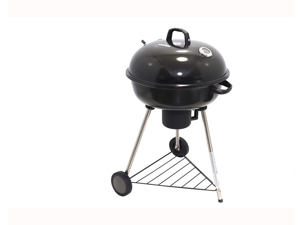 BARBECUE A CARV&Atilde;O GARDENSTAR COM RODAS E TAMPA PRETO 65X60X96CM