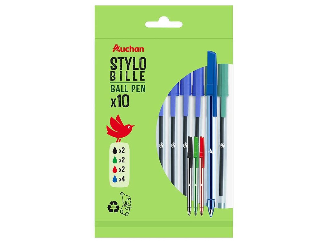 CONJUNTO DE 10 ESFEROGR&Aacute;FICAS AUCHAN CORES SORTIDAS image number 0