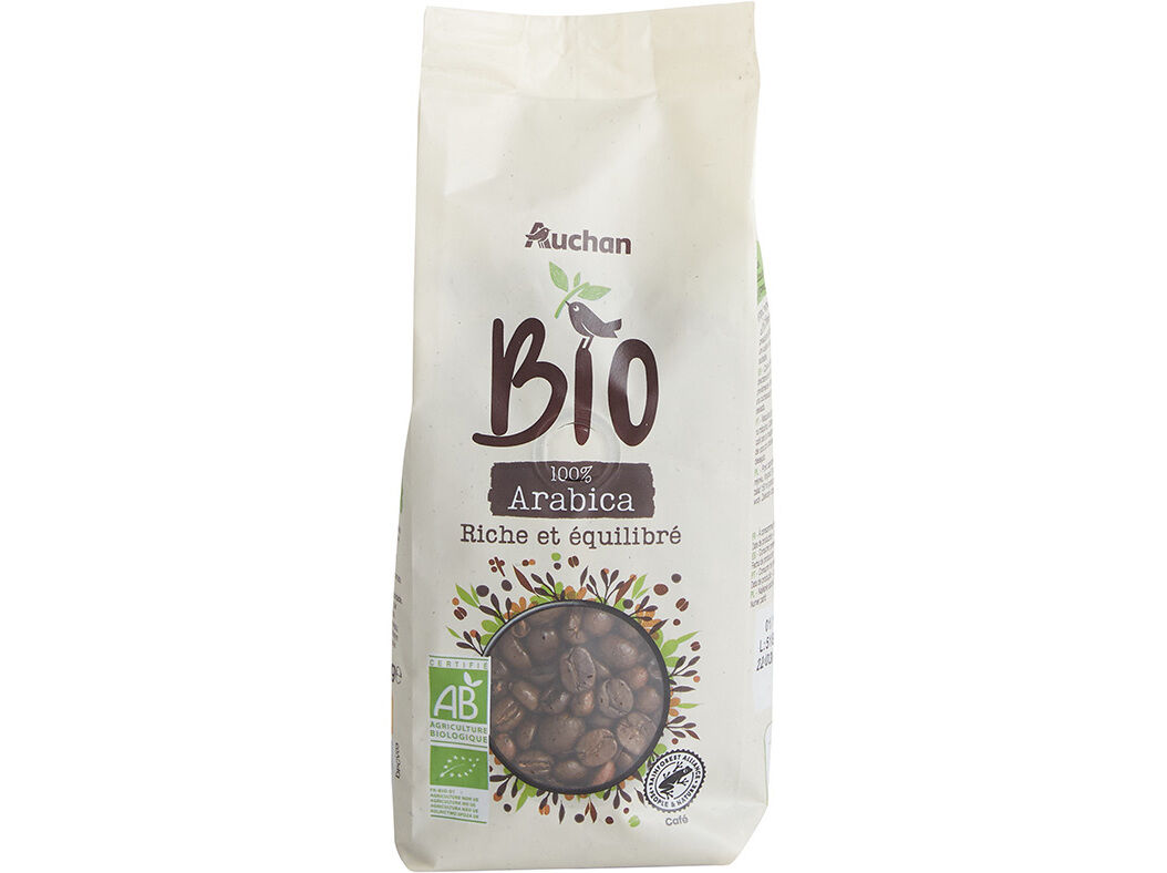 CAF&Eacute; AUCHAN EM GR&Atilde;O BIO INTENSIDADE 8-10 250G