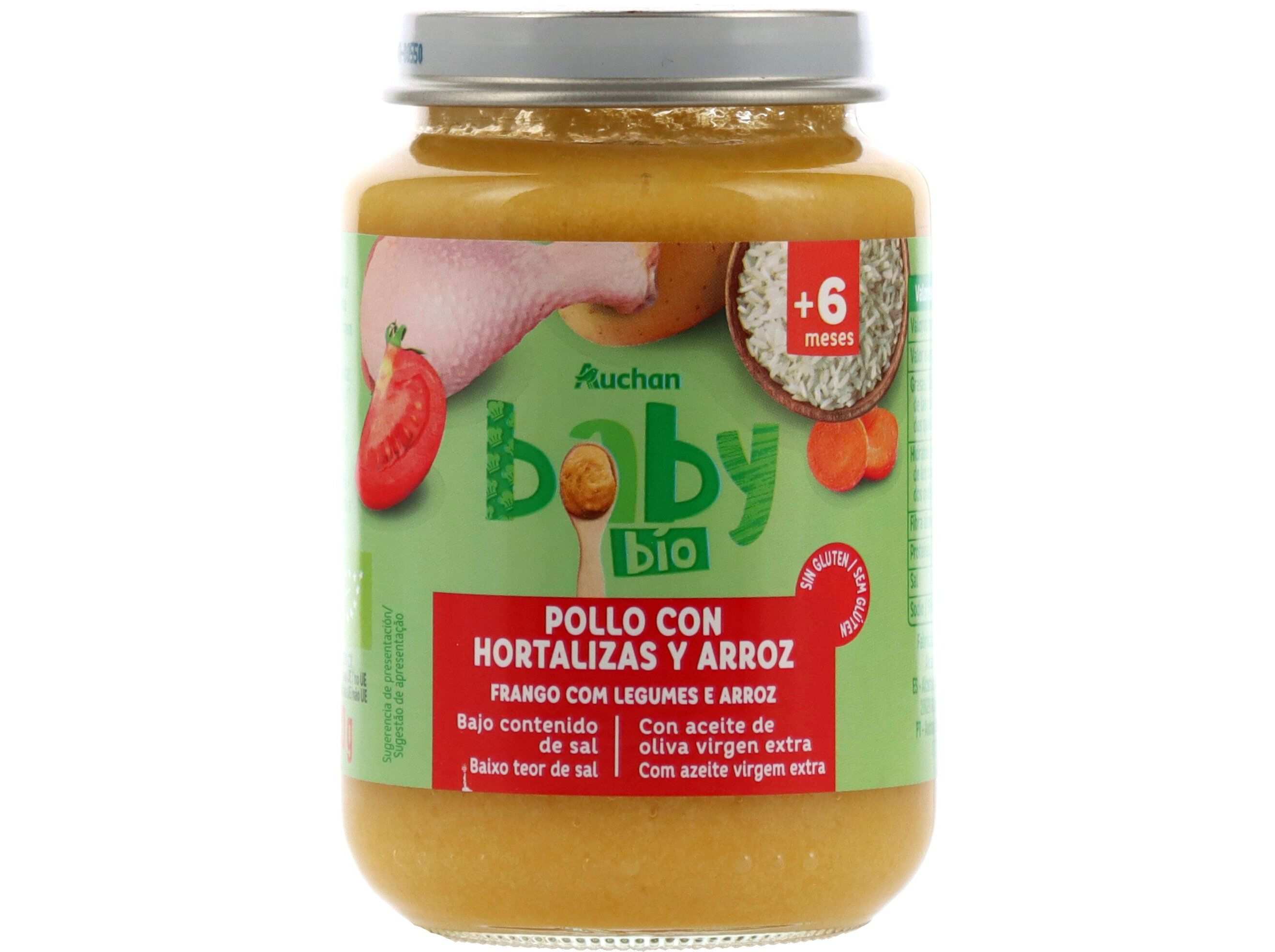 REFEI&Ccedil;&Atilde;O AUCHAN BABY BIO FRANGO LEGUMES E ARROZ SEM GL&Uacute;TEN 200G image number 0