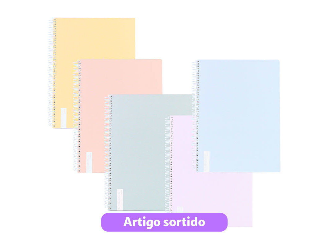 CADERNO ESPIRAL A5 ANCOR EMBOSS DRY CAPA DURA PAUTADO 80 FOLHAS CORES SORTIDAS