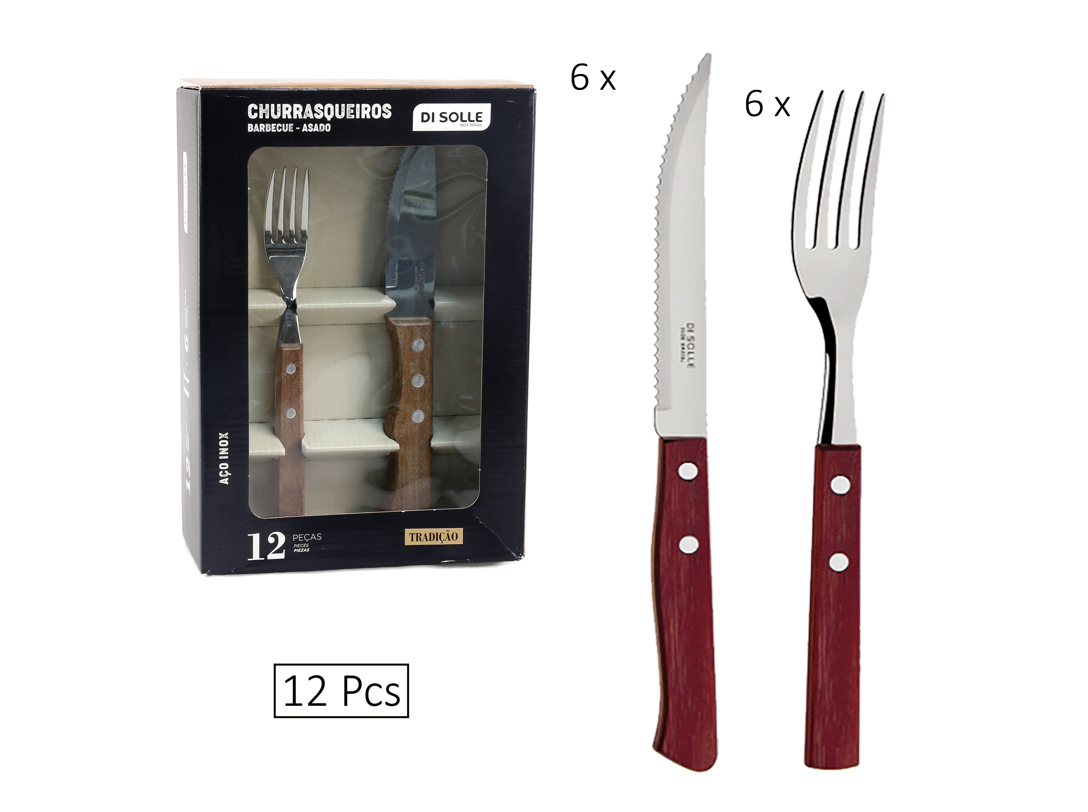 CONJUNTO 12 TALHERES PARA CHURRASCO image number 0