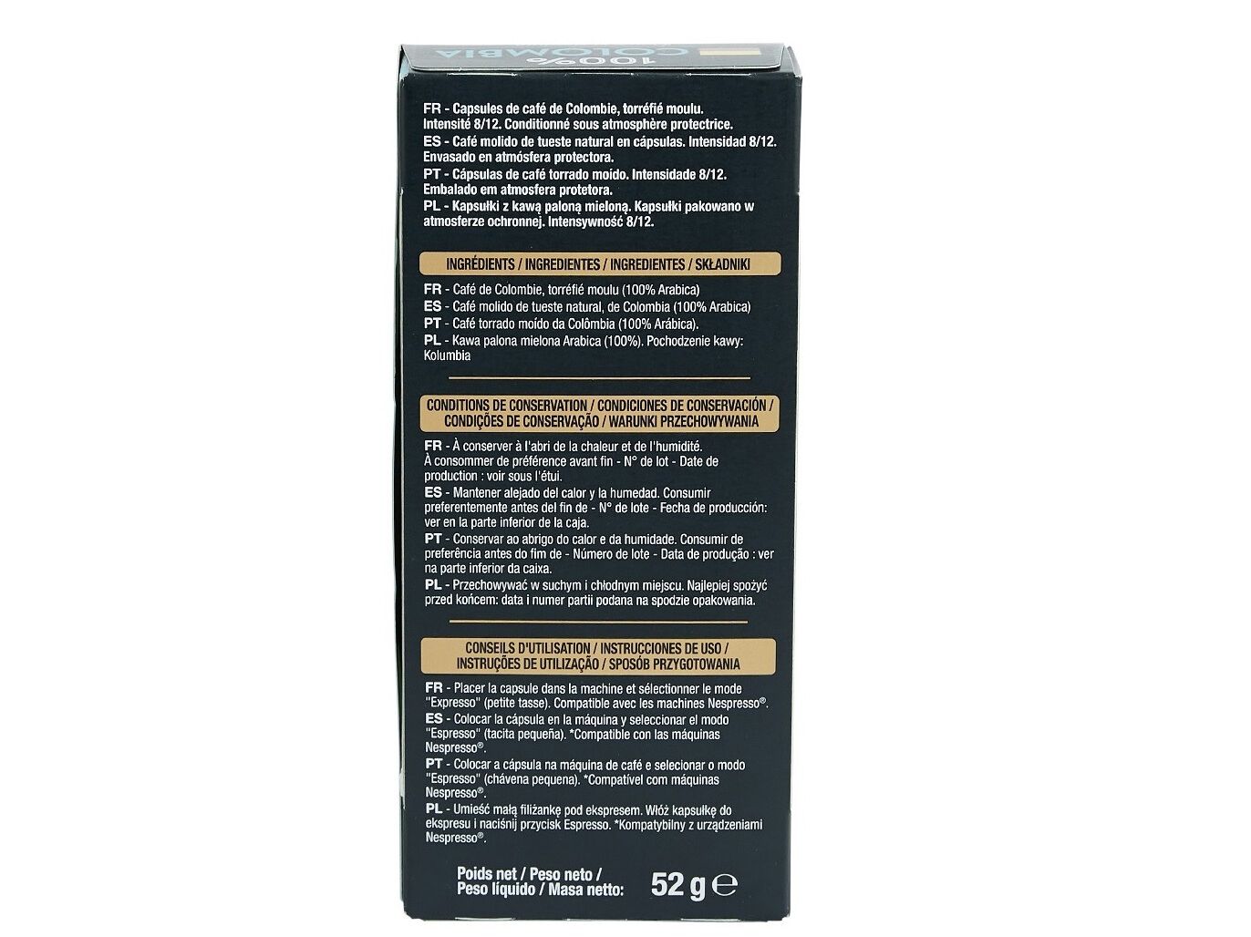 C&Aacute;PSULAS CAF&Eacute; AUCHAN COMPATIVEL NESPRESSO ALUMINIUM COLOMBIA 10 UN image number 1