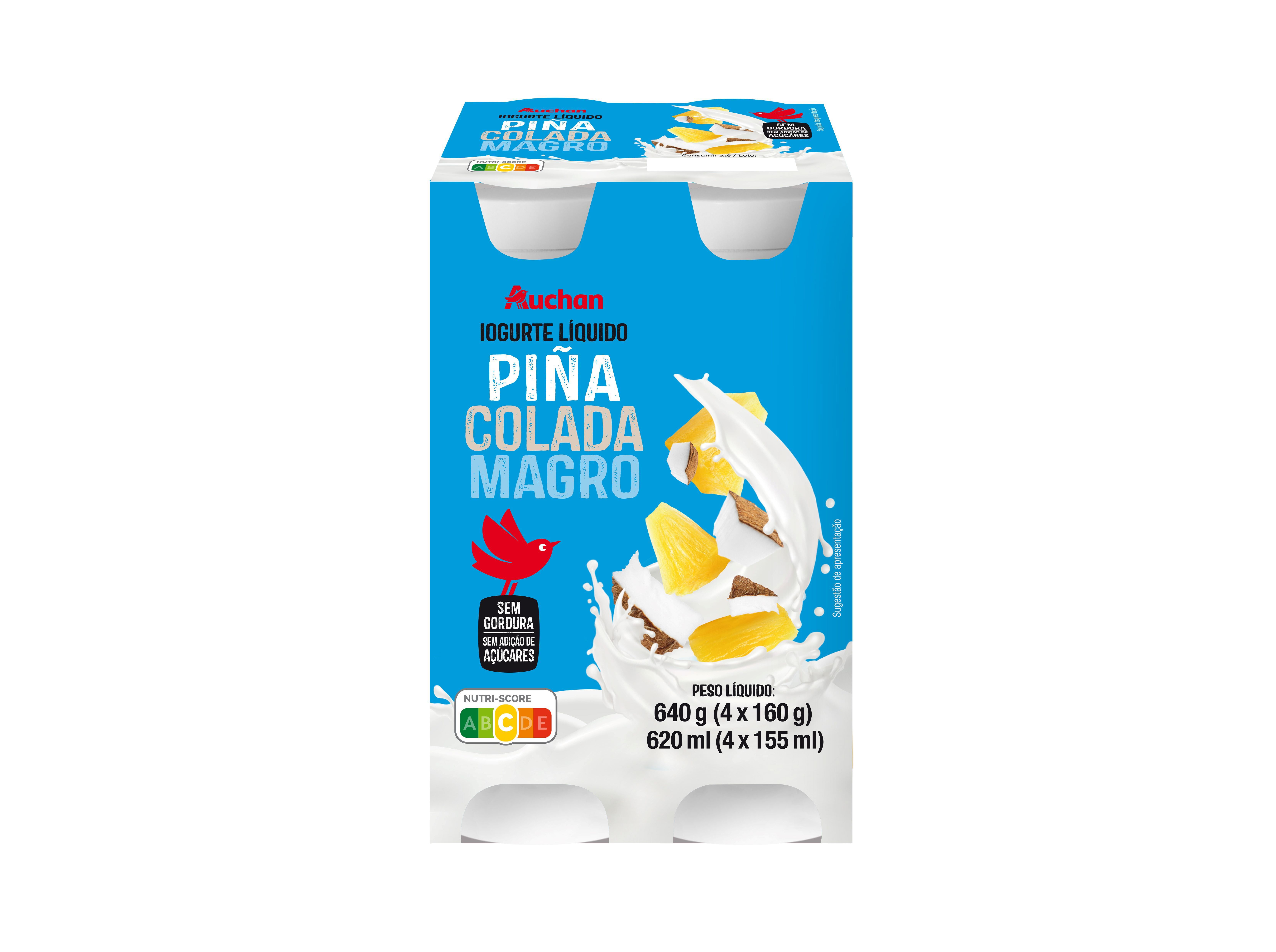 IOGURTE L&Iacute;QUIDO MAGRO AUCHAN PINACOLADA 4X160G