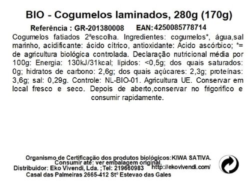 COGUMELOS LAMINADOS GREEN BIO 280G (170G) image number 1