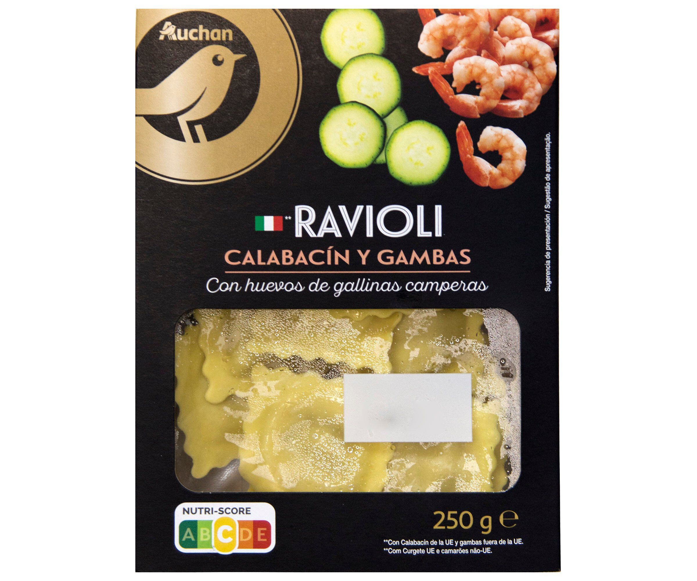 RAVIOLI CURGETE E CAMAR&Otilde;ES AUCHAN 250G
