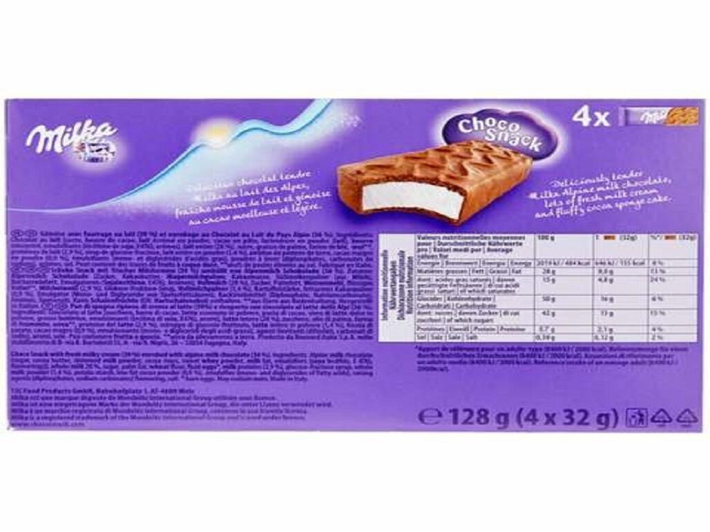 SNACK MILKA CHOCOLATE 4X32G image number 1