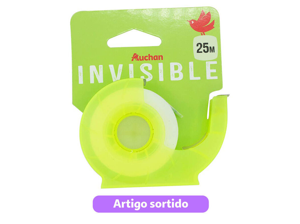 FITA COLA INVISIVEL AUCHAN COM DISPENSADOR 25M CORES SORTIDAS image number 4