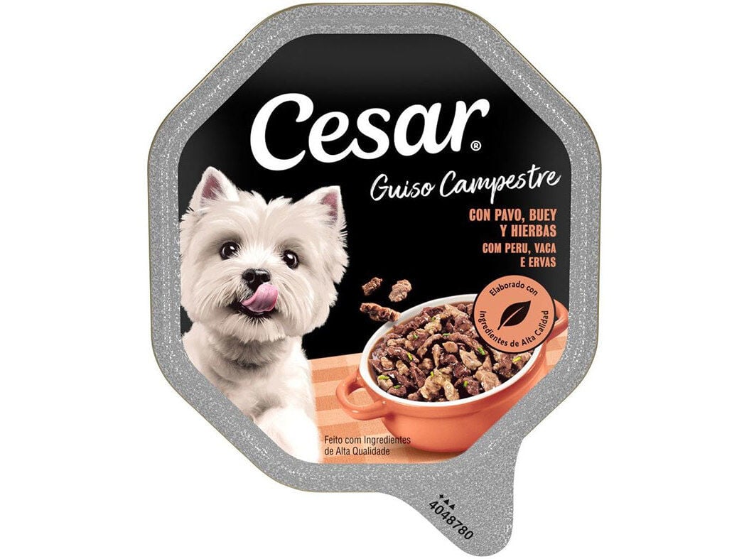 COMIDA H&Uacute;MIDA PARA C&Atilde;O CESAR PERU VACA E ERVAS 150G image number 0