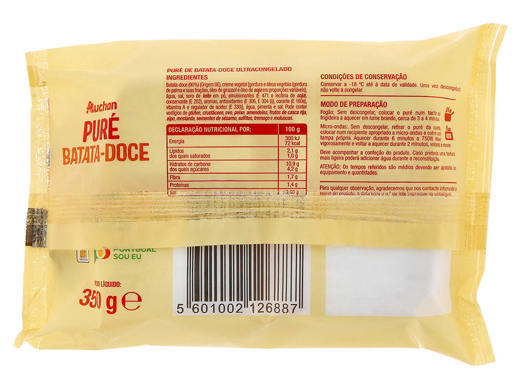 PUR&Eacute; BATATA-DOCE AUCHAN ULTRACONGELADO 350G image number 1