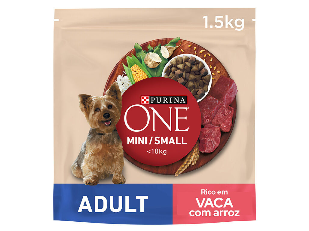 RA&Ccedil;&Atilde;O PARA C&Atilde;O PURINA ONE MINI ADULTO COM VACA 1.5KG image number 0