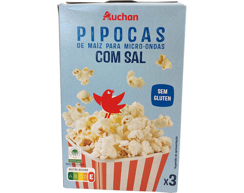 PIPOCAS MICRO-ONDAS AUCHAN COM SAL 270G (3X90G) image number 0