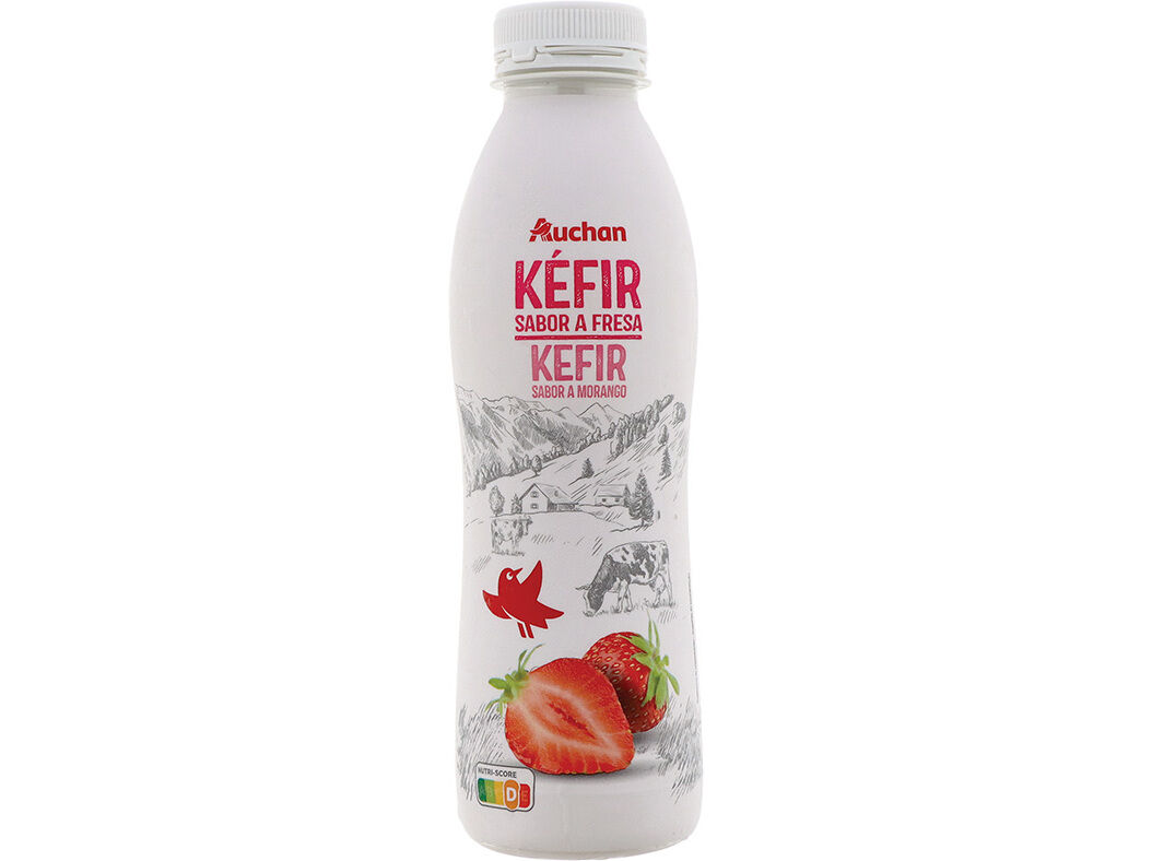 KEFIR L&Iacute;QUIDO AUCHAN MORANGO 500G image number 0